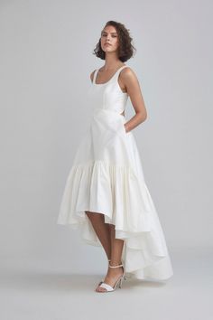 LW188 - Taffeta High-Low Hem Dress – Amsale Bubble Hem Wedding Dress, Long Back Dress, Amsale Dress, High Low Gown, Rehearsal Dress, Bali Wedding, A Fairy Tale, Ruffle Hem Dress, Fairy Tale Wedding