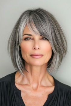 Modern Bob Hairstyles, Haircut And Color, Hair Color And Cut, Cool Haircuts, Short Hair Cuts For Women, Grey Hair, Short Hairstyles For Women, Womens Haircuts, Bobs Haircuts