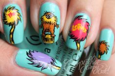 These Lorax inspired nails really speak for the trees! Super Cute Nails, The Beauty Department, Nails For Kids, Cute Nail Art, Nail Art Inspiration, Cute Nail Designs, Creative Nails, Love Nails