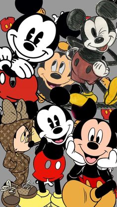 mickey mouse and other cartoon characters together