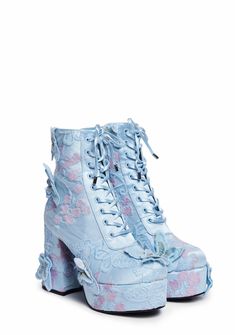 Sugar Thrillz 3D Butterfly Platform Boots - Light Blue/Lavender – Dolls Kill Madeline Hatter, Mode Shoes, Cute Shoes Heels, Fancy Shoes, Girly Shoes, Aesthetic Shoes, Pretty Shoes, Dream Shoes, Infamous