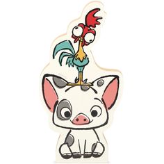 an animal sticker with a rooster sitting on top of it's head,