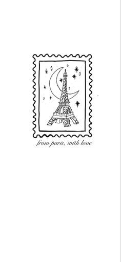 a stamp with the eiffel tower on it's front and bottom corner