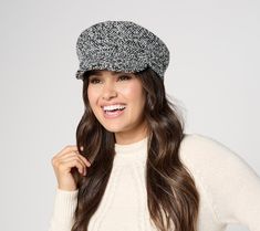 Complete your outfit with this marble tweed cabbie hat and pull your look together from head to toe. From Amiee Lynn Accessories. Hats, Fashion Accessories, Cabbie Hat, Black Tweed, Earmuffs, Your Outfit, Jewelry Bags, Accessories Hats, Marble