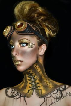 Steam Punk Makeup, Steampunk Makeup, Last Minute Kostüm, Fantasy Make-up, Steampunk Hairstyles, 2015 Makeup, Drag Make-up, Steampunk Halloween