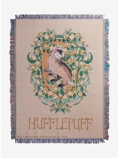 a tapestry with an animal on it and the words happfluff written below