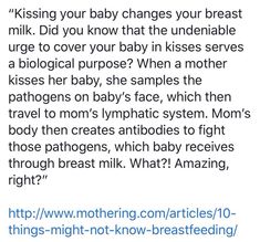 an image of a baby with the caption'kissing your baby changes your breast milk did you know that the undershake is large to cover your baby in kisses?