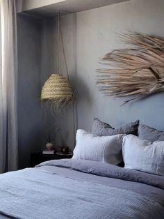 Discover the inspired ways we're looking to fill the empty space above the bed, typically in lieu of a headboard. Limewashed Bedroom, Guys Bedroom Ideas, Above Bed Ideas, Bedroom Paint Ideas, West Village Apartment, Portola Paint, Rose Bowl Flea Market, Painted Bookshelves, Malm Dresser