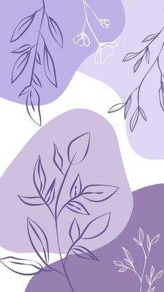 an image of leaves and flowers on a purple background