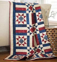 an image of a red white and blue quilt on the cover of a book called allegiancence digital pattern