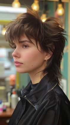 28 Feathered Haircuts to Take Your Look to New Heights Mullet Hairstyle Women Undercut, Wispy Mullet, Short Rockstar Hair, Short Mullet With Bangs, Fairy Mullet, Feathered Mullet, 70s Mullet, Rock Mullet, Short Hair Glam