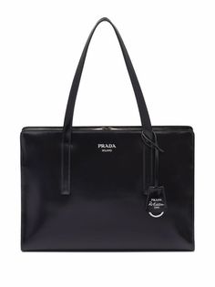 Prada 1995 Bag, Iconic Bags Handbags, Prada Black Bag, Fob Logo, Large Black Handbag, Leather Business Bag, Prada Tote Bag, Prada Re Edition