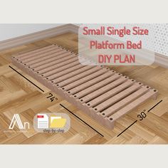 Small Single Size Platform Bed Build Plan I Kid Bed Plan I Woodworking Plans I Minimalist Wooden Bed I Easy DIY Plan I Wood Bed I  pdf This item includes an installation guide for a small single size platform bed build plan. Suitable for kids, and everyone.  Bed Dimensions; 74in x 30in x  4 1/4in The construction process is explained step-by-step in the guide. The PDF file includes; - supplies list (wood, screw, etc.), - cut list, - step-by-step photos to build This item includes an easy project & plan to help you improve your home. Also, it includes a wood stud cutting list explaining how to make the cuts to complete this project with the least amount of material. If you have no experience with a DIY project, no problem. This item is prepared as understandable to all. This product is a di Minimalist Wooden Bed, Bed Build, Kid Bed, Diy Platform Bed, Bed Dimensions, Wood Studs, Bed Plans, Beds And Headboards, Wood Beds