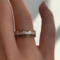 Cityscape Eternity Ring with Needle Baguette Diamonds – ARTEMER Baguette, Trendy Mom Outfits, Stacked Engagement Ring, City Block, Diamond Stacking Rings, Casual Jewelry, Baguette Diamonds, Futuristic City, Eternity Ring Diamond