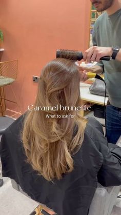 Samantha Cusick London on Instagram: "We’re so obsessed with this Caramel brunette balayage on @melissatattam! We added some soft layers to highlight the length and texture of the hair, plus a delicate fringe to flatter the face shape, and create all of the movement. Ready for the Caramel Brunette Glow-up? Save this for your upcoming salon appt. 🍸" Soft Honey Brown Hair, Soft Caramel Hair, Honey Brown Hair With Highlights Caramel, Blonde And Caramel Highlights On Brown, Honey Brown Hair Color Caramel, Soft Balayage Brunette, Salted Caramel Hair, Caramel Hair Balayage