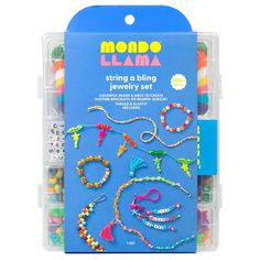 a package of beads and bracelets with the words momo llama on it