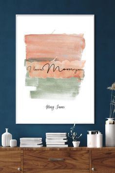 I love you mom minimal printable abstract wall art | living room print | simple modern poster for mother | Customizable