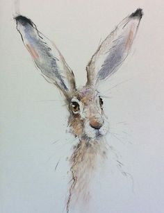 a drawing of a rabbit's head is shown in this image, it appears to be painted with pastel pencils