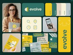 a collage of logos, business cards and brochures for the financial revolution