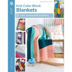 the book is titled knit color block blankets