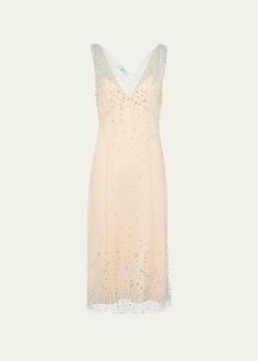 Get free shipping on Prada Crystal Tulle Midi Dress at Bergdorf Goodman. Shop the latest luxury fashions from top designers. 70s Glamour, Embroidered Tulle Dress, Tulle Midi Dress, Sheer Gown, Contemporary Dresses, Embroidered Tulle, Feminine Design, Dress C, Geometric Patterns