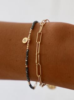 Round cz star pendant on single layer petite crystal with gold accents bracelet Beaded Star, Paperclip Chain Necklace, Chic Bracelet, Onyx Bracelet, Bar Bracelets, 24kt Gold, Layered Bracelets, Affordable Jewelry, Matching Necklaces