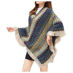 Lady Outfit, Lightweight Shawl, Pullover Poncho, Fashion Week Outfit, Styles Women, Knitted Cape, Tassel Scarf, Unique Baby Gifts, Poncho Sweater