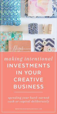 the words making international investments in your creative business on top of an image of various items