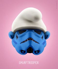 a blue and white helmet is on top of a pink background with the words star wars written below it