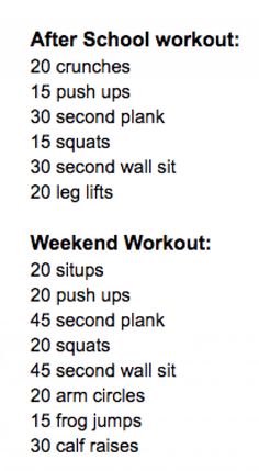 an image of a workout plan for the week