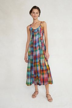 Sabrina Dress Multi Madras Plaid Dress, Potato Sack Dress, Plaid Summer Dress, Sabrina Dress, Potato Sack, Sack Dress, Madras Plaid, Cashmere Accessories, Cotton Slip