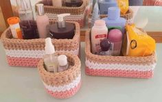 #SetCrochetBaskets #MakeupOrganizer     #CrochetStorage   #KidsOrganizer   #NurseryStorage   #RoundStorageBasket  #GiftBaskets   #BathroomStorage  #knittedBasket #DecorativeBasket #FadCo These modern and adorable  baskets come in a set of 3 to meet all of your storage and organization needs. These  crochet basket sets come in a variety of sizes making them the perfect organization and storage solutions for your bathroom, nursery, office, or home. They also makes a great gifts for anyone with tasteful, storage and home decor needs. I make sure each parcel is packaged carefully and clearly marked with the address .As i ship by DHL so the item is trackable.. Please feel free to ask questions. . Feedback is greatly appreciated. Makeup Basket, Perfect Organization, Bathroom Nursery, Crochet Baskets, Organizer Makeup, Storage Bathroom, Crochet Storage, Nursery Office, Gifts For Anyone