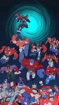 an image of cartoon characters in front of a blue background with the words, transformer wars