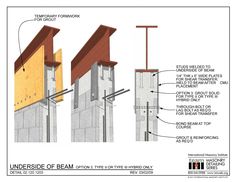 an image of the inside of a building with details labeled in english and spanish on it