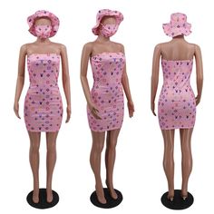 Brand New Size: Medium Comes With Mask And Hat Lv Dress, Color Pink, Pink Ladies, Colorful Dresses, Mask, Size Medium, Mini Dress, Womens Dresses, Brand New