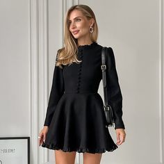 Black Round Neck Lace Hem Design A- Line Skirt - Les Femmes Félines Lace Trim Skirt, Trim Skirt, Slim Suit