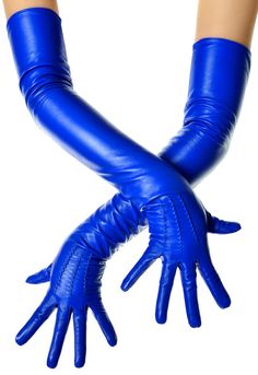 Blue Leather Gloves, Leather Opera Gloves, Long Leather Gloves, Ladies Gloves, Gloves Vintage, Blue Gloves, Fashion Gloves, Gloves Fashion