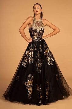 GLS by Gloria - GL2655 Gold Embellished Halter Evening Gown – Couture Candy Couture, Haute Couture, Halter Prom Dress, Halter Evening Dress, Halter Prom Dresses, Dress Luxury, Plus Size Cocktail Dresses, Bridesmaid Dresses Prom, Vestidos Prom