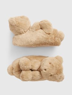 Cozy faux fur slippers.  Bear details at top.  For more fit and sizing info, check out our Size Guide. Baby Bear Slippers, Cute Slippers For Kids, Slippers Bear, Bear Shoes, Bear Slippers, Animal Slippers, Fluffy Slippers, Cute Slippers