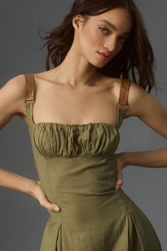 Rent Utility Square-Neck A-Line Midi Dress from Nuuly. Pick 6 items for $98/month. Free shipping + returns. Green Dress Formal, Layering Turtleneck, Utility Dress, Formal Shorts, Oversized Striped Sweater, Fringe Mini Dress, Slim Sweater, Pretty Ballerinas, Reversible Dress