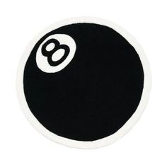 a black and white ball with the number eight on it