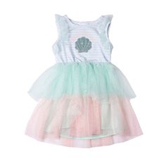 Give her wardrobe a sweet beachy refresh with this adorable toddler girls' sparkly seashell tutu dress from Little Lass. Click on this KIDS APPAREL & SHOES GUIDE to find the perfect fit and more! FEATURES Crewneck Sleeveless Striped bodice with sequined shell graphic Elastic waistband Button-back closure Sparkle watercolor tulle skirt Above the knee lengthFABRIC & CARE Polyester, spandex Machine wash Imported Size: 2T. Color: Bay. Gender: female. Seashell Watercolor, Shell Graphic, Kids Tutu Dress, 4t Dress, Tiered Tulle Skirt, 3t Dress, Ballerina Dress, Bodice Top, Dress 16