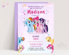 a birthday card with three little ponys on it