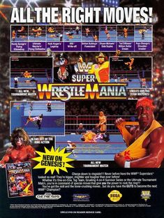 an advertisement for the wwf wrestling game, all the right moves with wrestler manias