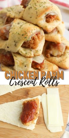 chicken parm crescent rolls with cheese and sauce