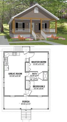 Design Case Mici, Plan Chalet, Affordable House Plans, 2 Bedroom House Plans, Small House Floor Plans