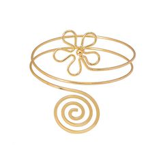 Bring some bling to your ensemble with this arm cuff featuring a swirling design set in a goldtone finish. 3.74'' W x 3.66'' diameter Goldtone copper Arm Cuff, Flower Plates, Design Set, Body Jewelry, Apparel Accessories, Swirl, Jewelry Accessories, 18k Gold, Gold Tones