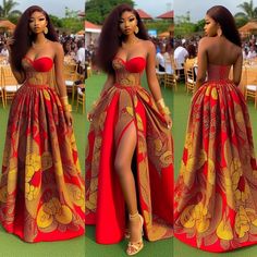 Ankara Prom Dress African Prints, African Elegant Dresses, Sleeveless Ankara Dress, Carnival Outfit Ideas, African Inspired Wedding, Dress African Print, Prom Dress Red, Chique Outfit, Red Maxi Dress