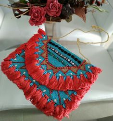 Bohemian Fashion, Bohemian Style, Jeweled Bag, Boho Jewels, How To Make Handbags, Boho Bag, Vintage Textiles, Crafty Things, Arm Candy