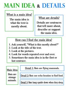 Main Idea Anchor Chart, Main Idea And Details, Dissertation Writing Services, Essay Writing Skills, Dissertation Writing, English Writing Skills, Reading Comprehension Worksheets, Essay Writing Tips, Main Idea